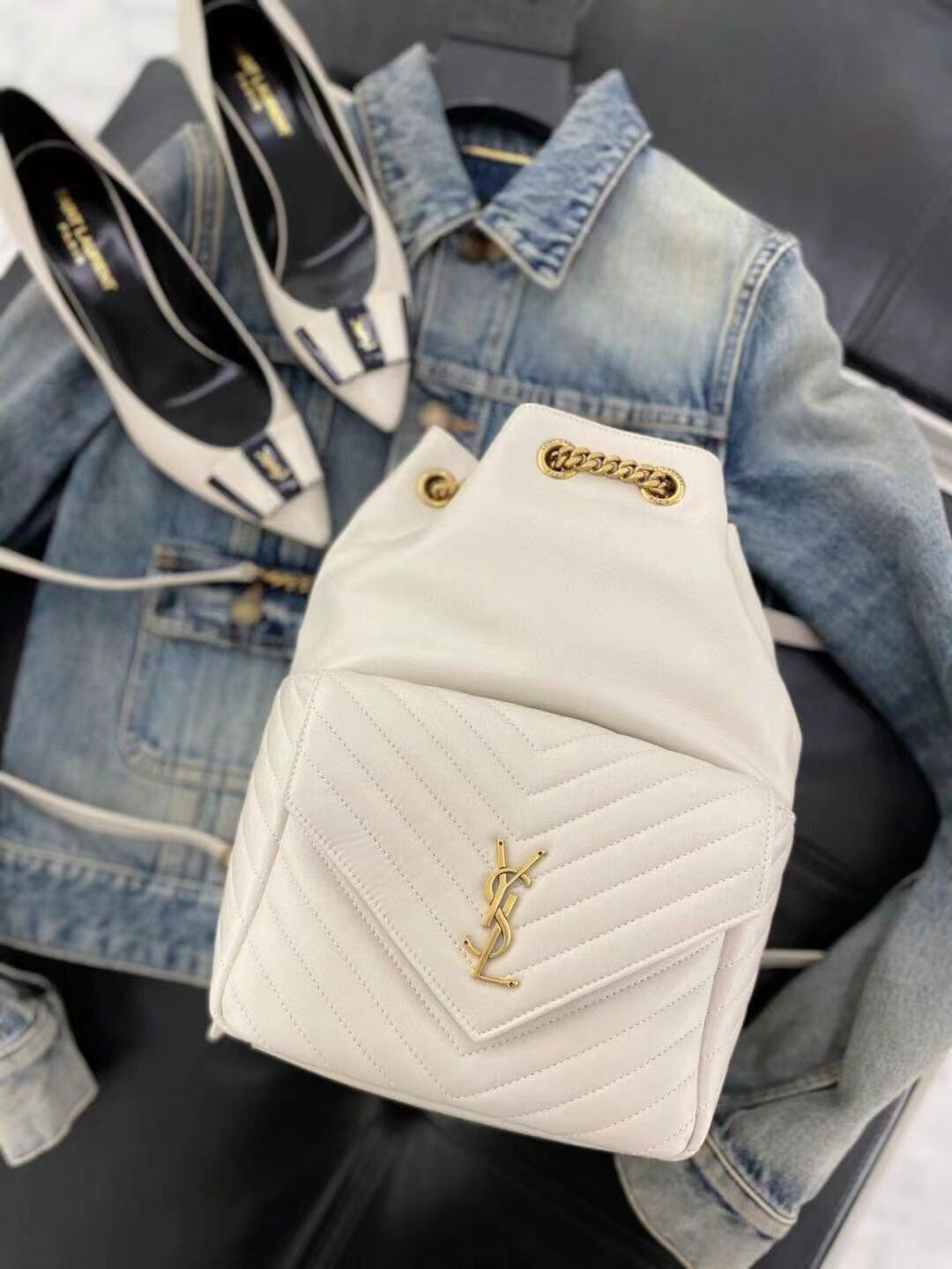 Yves Saint Laurent JOE BACKPACK IN LAMBSKIN 772609 BLANC VINTAGE Yves Saint Laurent JOE BACKPACK IN LAMBSKIN 772609 BLANC VINTAGE
