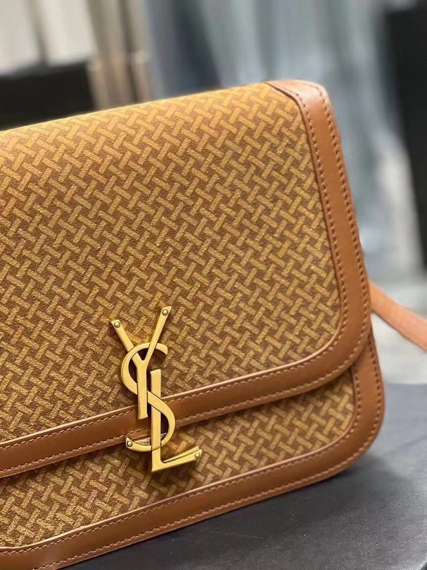 Yves Saint Laurent SOLFERINO MEDIUM SATCHEL IN LEATHER AND A BRAIDED SUEDE PRINT 02525 LIGHT BROWN Yves Saint Laurent SOLFERINO MEDIUM SATCHEL IN LEATHER AND A BRAIDED SUEDE PRINT 02525 LIGHT BROWN