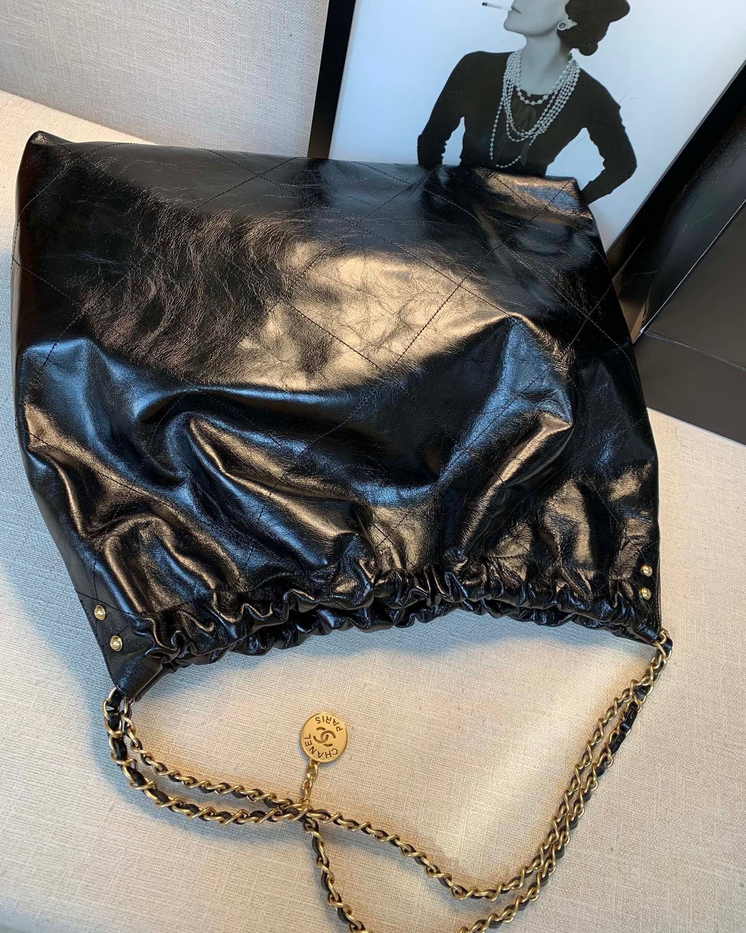 Chanel Original Oil Wax Leather Calfskin Cable Shopping Bag A67088 Black Chanel Original Oil Wax Leather Calfskin Cable Shopping Bag A67088 Black