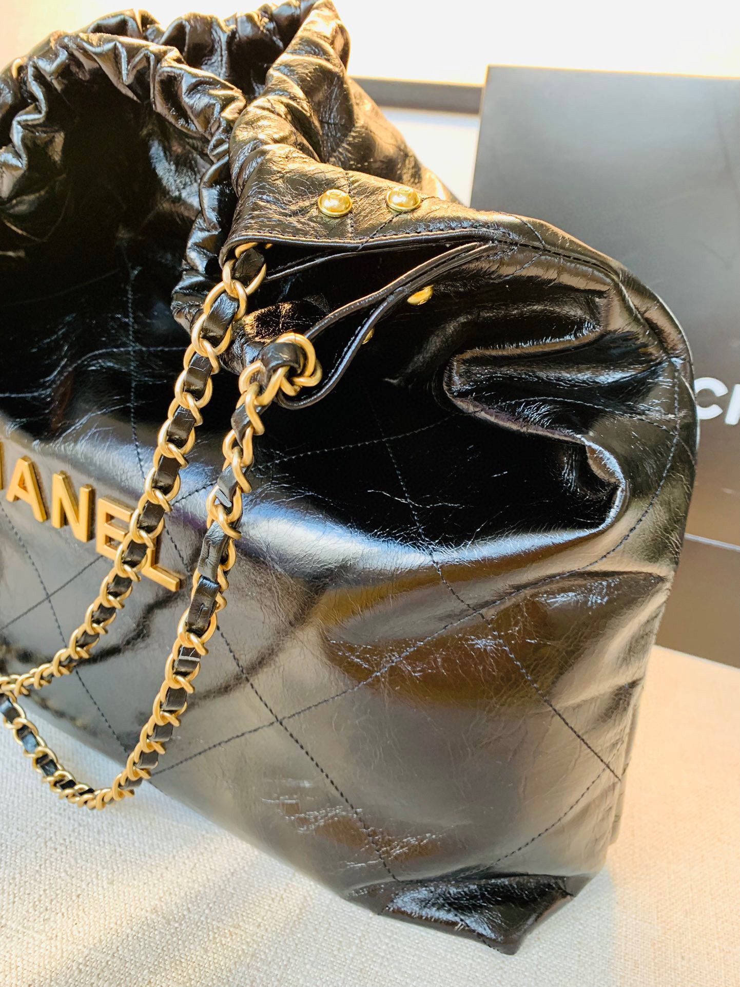 Chanel Original Oil Wax Leather Calfskin Cable Shopping Bag A67088 Black Chanel Original Oil Wax Leather Calfskin Cable Shopping Bag A67088 Black