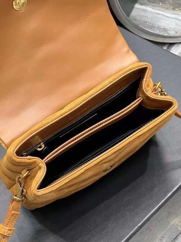 Yves Saint Laurent LOULOU SMALL BAG IN Y-QUILTED SUEDE 77761 CINNAMON Yves Saint Laurent LOULOU SMALL BAG IN Y-QUILTED SUEDE 77761 CINNAMON