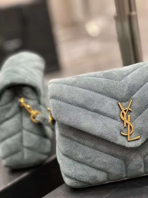 Yves Saint Laurent LOULOU SMALL BAG IN Y-QUILTED SUEDE 77761 blue Yves Saint Laurent LOULOU SMALL BAG IN Y-QUILTED SUEDE 77761 blue