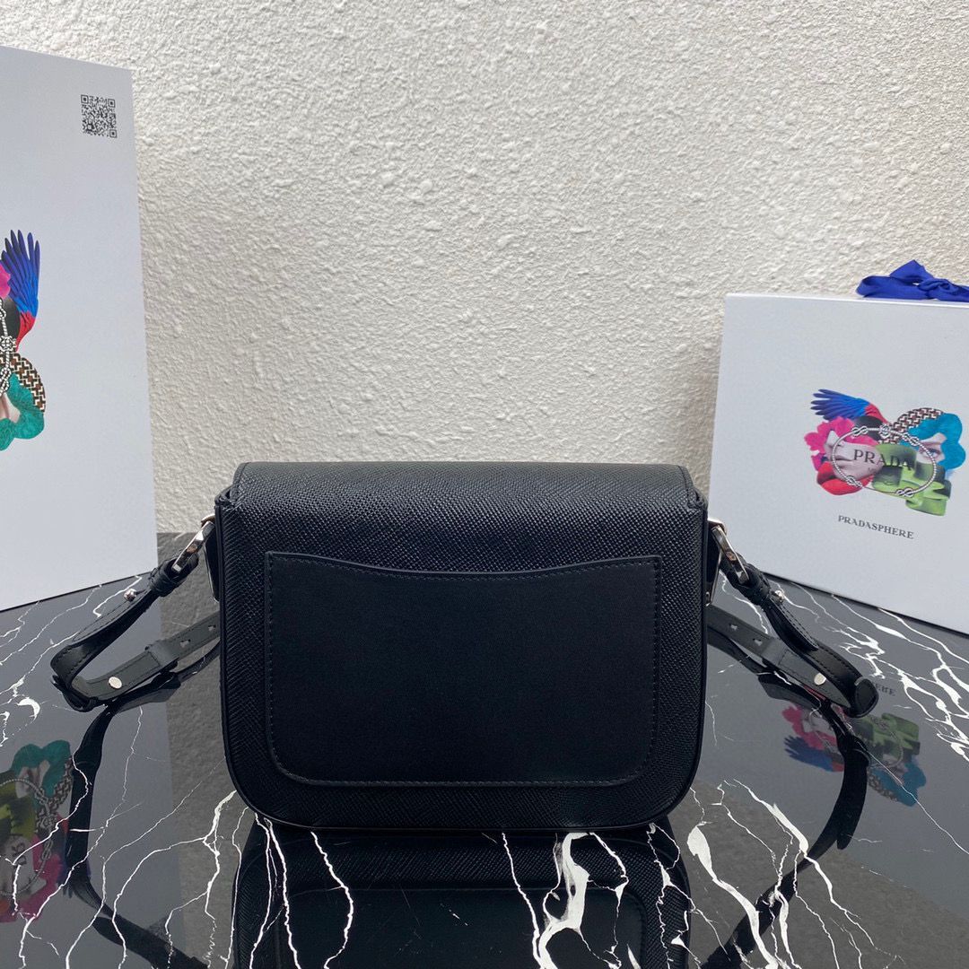 Prada Saffiano Leather Identity shoulder Bag 1BD249 Black Prada Saffiano Leather Identity shoulder Bag 1BD249 Black