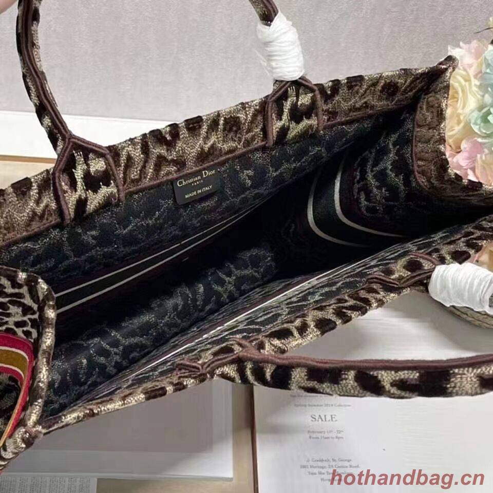 DIOR BOOK TOTE Embroidery C1286-1 Brown Leopard Print DIOR BOOK TOTE Embroidery C1286-1 Brown Leopard Print