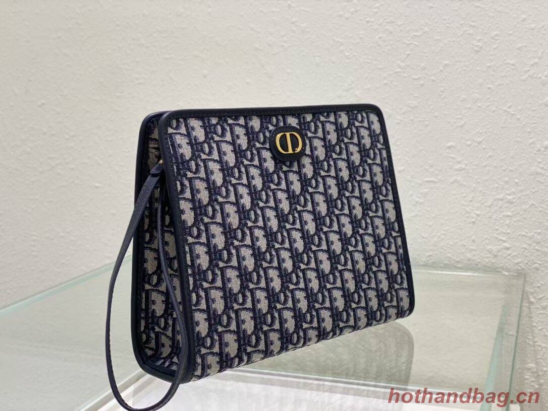 Dior Oblique Canvas Cluth Bag C5107 Blue Dior Oblique Canvas Cluth Bag C5107 Blue