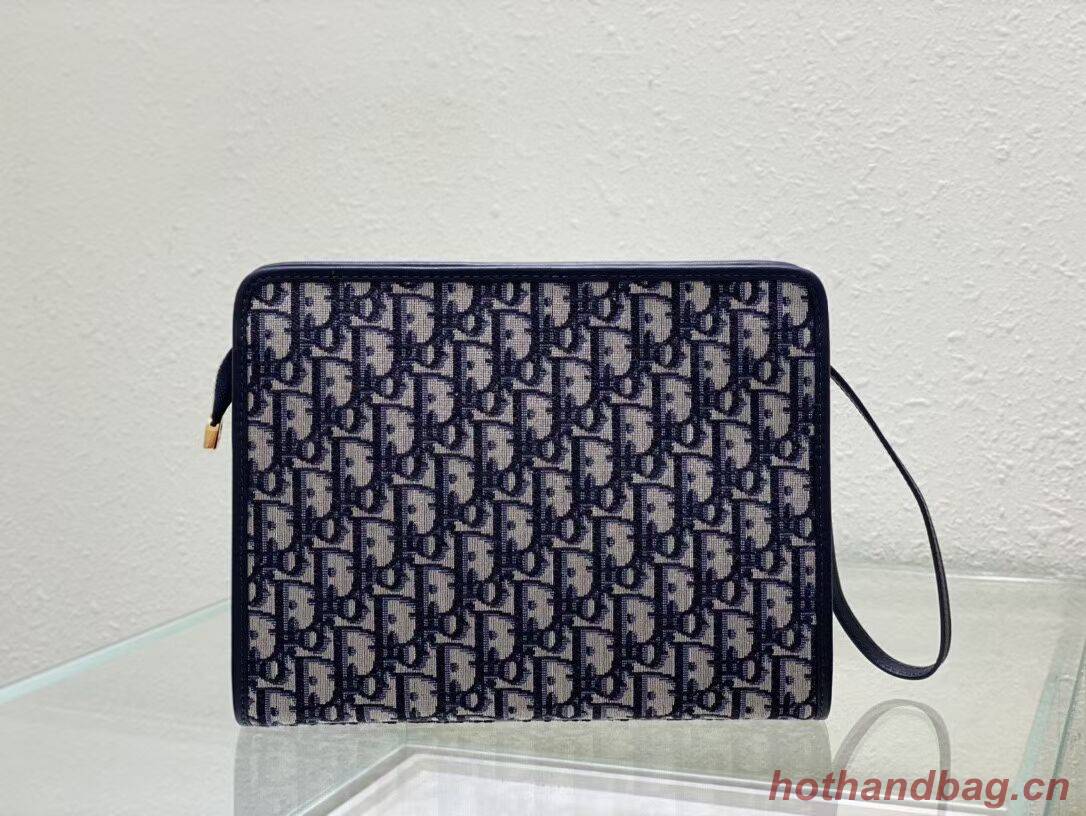 Dior Oblique Canvas Cluth Bag C5107 Blue Dior Oblique Canvas Cluth Bag C5107 Blue