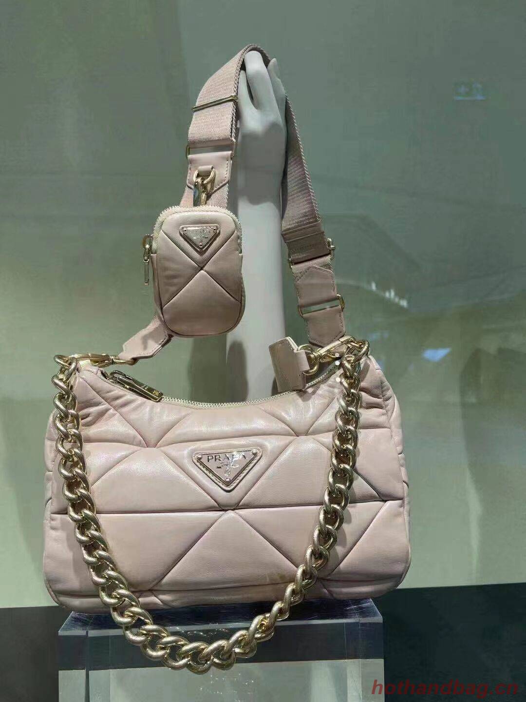 Prada System nappa leather patchwork shoulder bag 1AC151 Biscuits Prada System nappa leather patchwork shoulder bag 1AC151 Biscuits