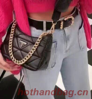 Prada System nappa leather patchwork shoulder bag 1AC151 black Prada System nappa leather patchwork shoulder bag 1AC151 black