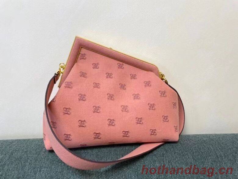 FENDI FIRST MEDIUM flannel bag with embroidery 8BP127A PINK FENDI FIRST MEDIUM flannel bag with embroidery 8BP127A PINK