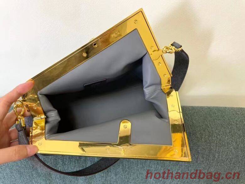 FENDI FIRST MEDIUM flannel bag with embroidery 8BP127A gray FENDI FIRST MEDIUM flannel bag with embroidery 8BP127A gray