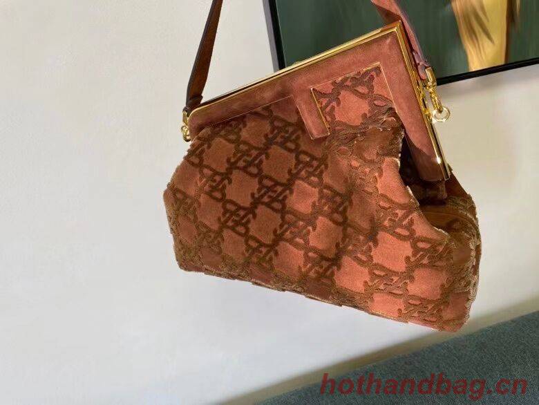 FENDI FIRST MEDIUM suede bag 8BP127A Brown FENDI FIRST MEDIUM suede bag 8BP127A Brown