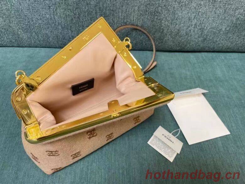 FENDI FIRST SMALL flannel bag with embroidery 8BP129A Beige FENDI FIRST SMALL flannel bag with embroidery 8BP129A Beige