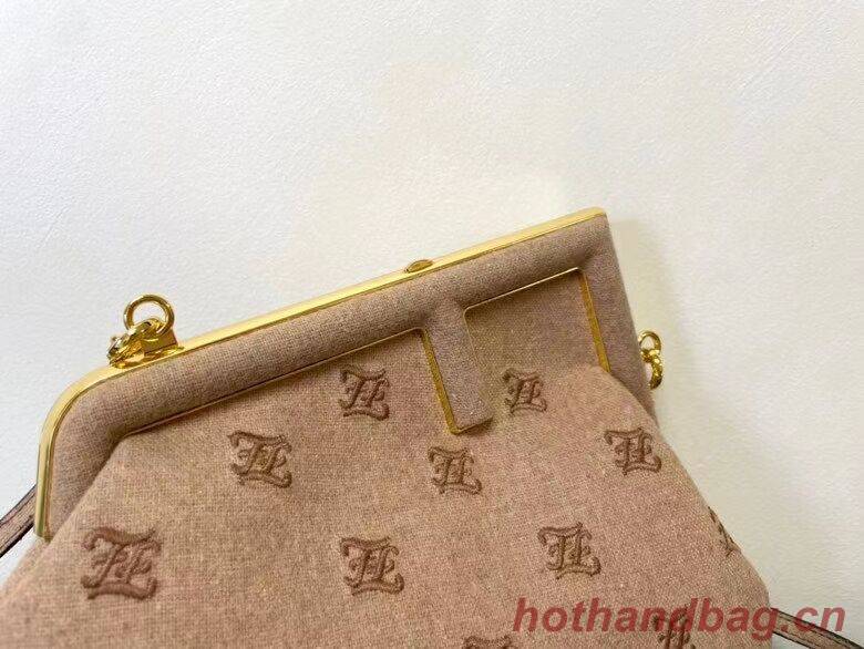 FENDI FIRST SMALL flannel bag with embroidery 8BP129A Beige FENDI FIRST SMALL flannel bag with embroidery 8BP129A Beige