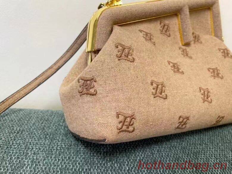 FENDI FIRST SMALL flannel bag with embroidery 8BP129A Beige FENDI FIRST SMALL flannel bag with embroidery 8BP129A Beige