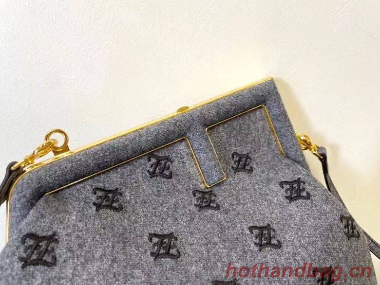 FENDI FIRST SMALL flannel bag with embroidery 8BP129A GRAY FENDI FIRST SMALL flannel bag with embroidery 8BP129A GRAY