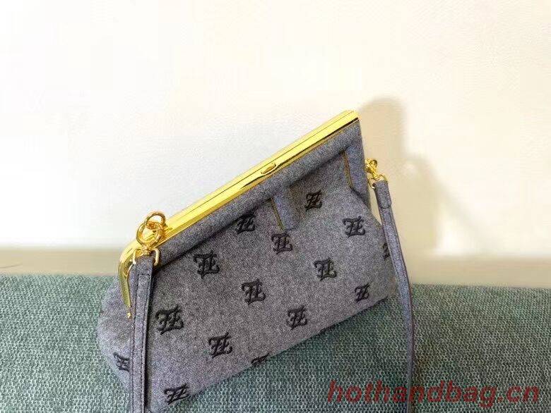 FENDI FIRST SMALL flannel bag with embroidery 8BP129A GRAY FENDI FIRST SMALL flannel bag with embroidery 8BP129A GRAY