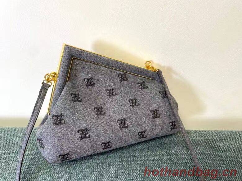 FENDI FIRST SMALL flannel bag with embroidery 8BP129A GRAY FENDI FIRST SMALL flannel bag with embroidery 8BP129A GRAY