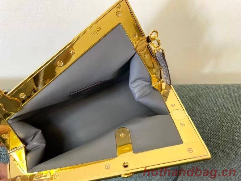 FENDI FIRST SMALL flannel bag with embroidery 8BP129A GRAY FENDI FIRST SMALL flannel bag with embroidery 8BP129A GRAY