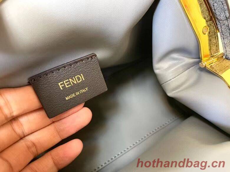 FENDI FIRST SMALL flannel bag with embroidery 8BP129A GRAY FENDI FIRST SMALL flannel bag with embroidery 8BP129A GRAY