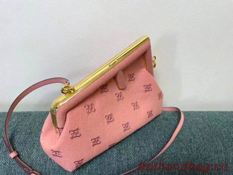 FENDI FIRST SMALL flannel bag with embroidery 8BP129A PINK FENDI FIRST SMALL flannel bag with embroidery 8BP129A PINK