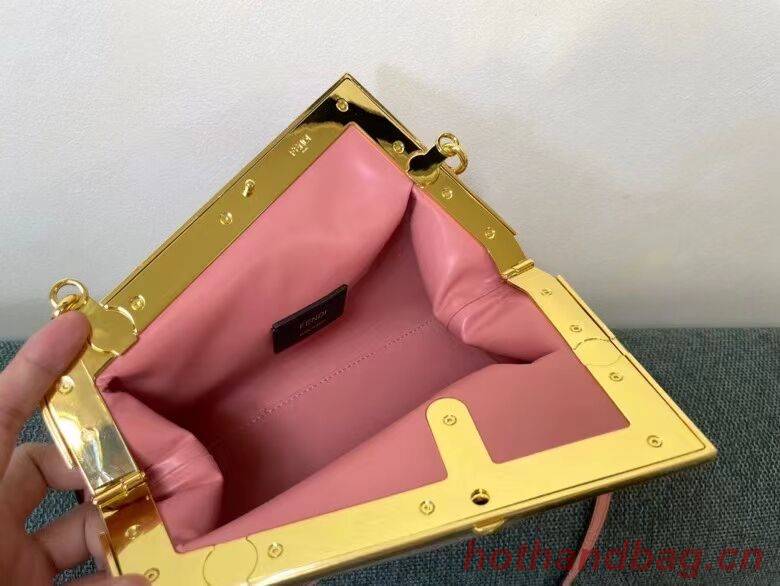 FENDI FIRST SMALL flannel bag with embroidery 8BP129A PINK FENDI FIRST SMALL flannel bag with embroidery 8BP129A PINK