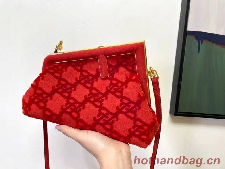 FENDI FIRST small suede bag 8BP129A red FENDI FIRST small suede bag 8BP129A red
