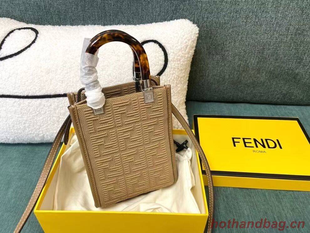 FENDI MINI SUNSHINE SHOPPER FF fabric mini-bag 8BS051AG Beige FENDI MINI SUNSHINE SHOPPER FF fabric mini-bag 8BS051AG Beige