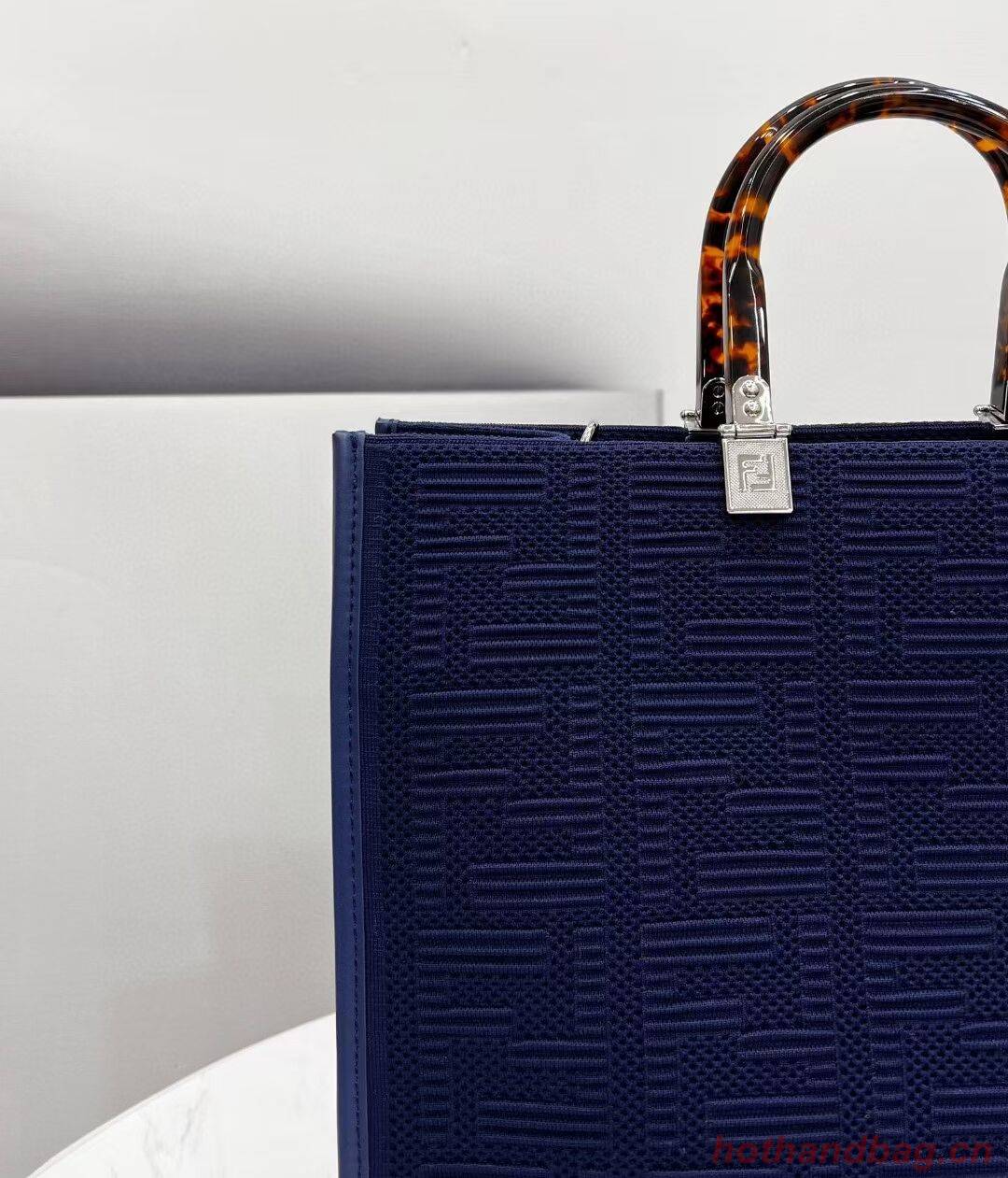 FENDI SUNSHINE MEDIUM FF fabric shopper 8BH386A dark blue FENDI SUNSHINE MEDIUM FF fabric shopper 8BH386A dark blue