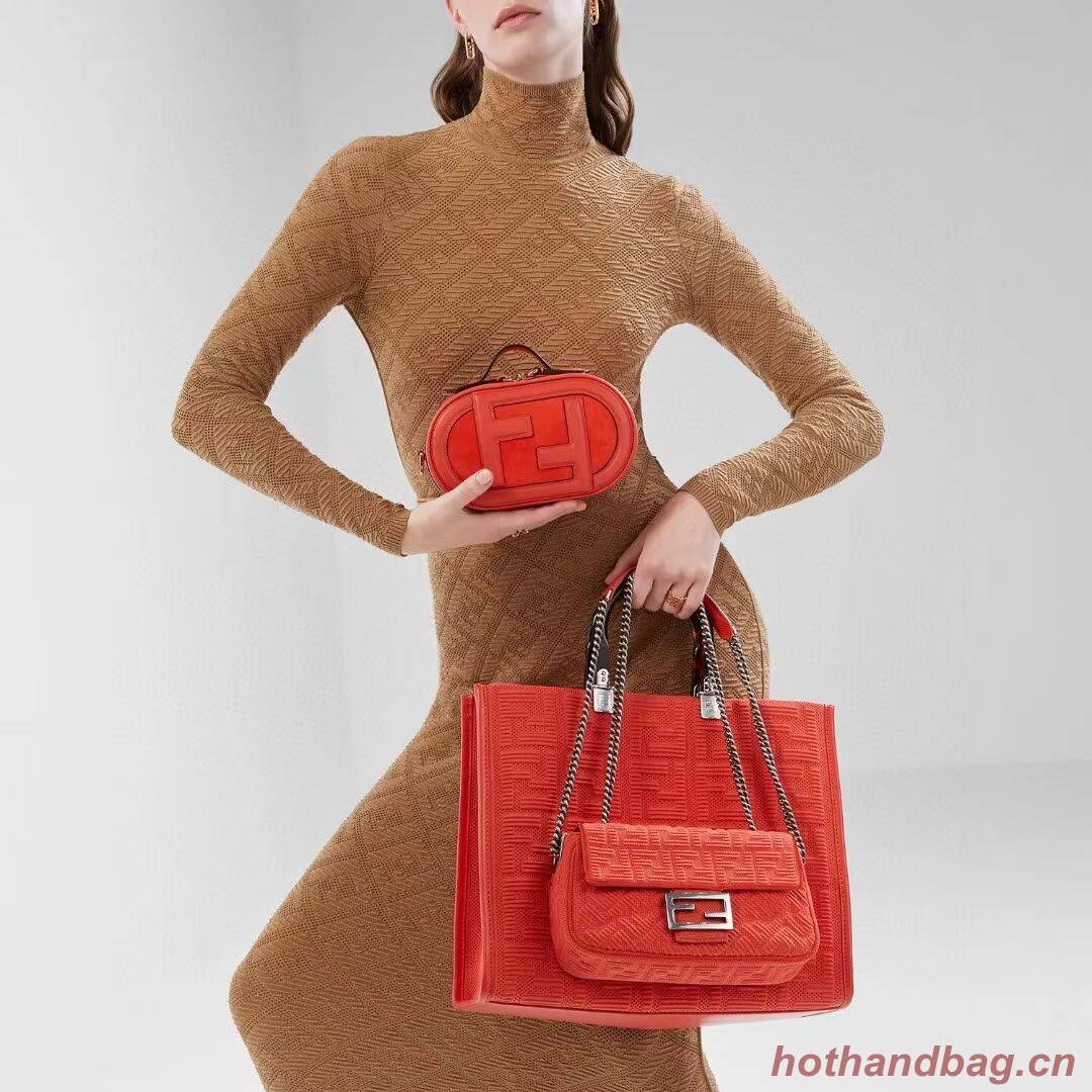 FENDI SUNSHINE MEDIUM FF fabric shopper 8BH386A red FENDI SUNSHINE MEDIUM FF fabric shopper 8BH386A red