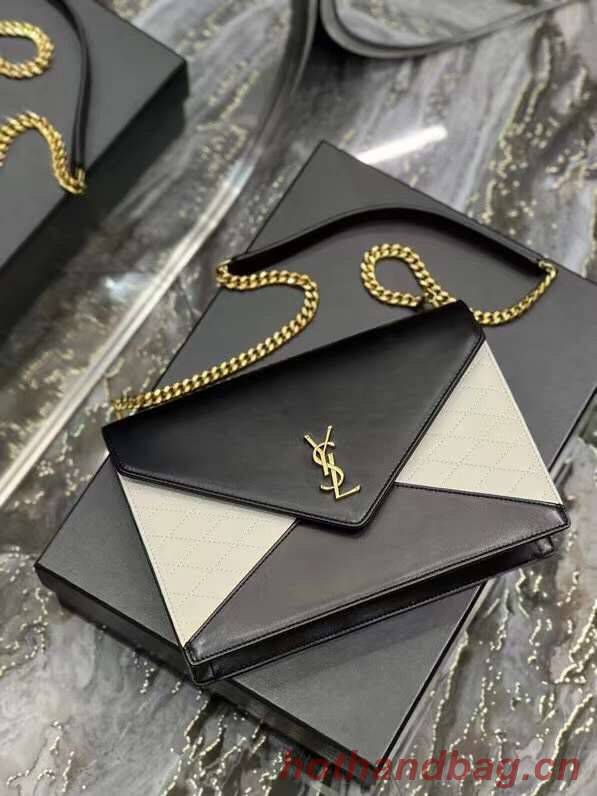 YSL GABY CHAIN BAG IN VINTAGE LAMBSKIN 668864 black&white YSL GABY CHAIN BAG IN VINTAGE LAMBSKIN 668864 black&white