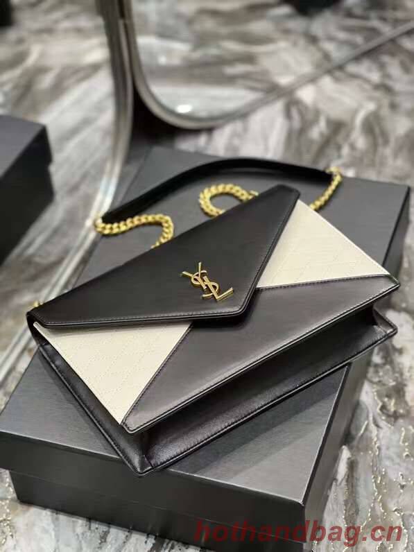 YSL GABY CHAIN BAG IN VINTAGE LAMBSKIN 668864 black&white YSL GABY CHAIN BAG IN VINTAGE LAMBSKIN 668864 black&white