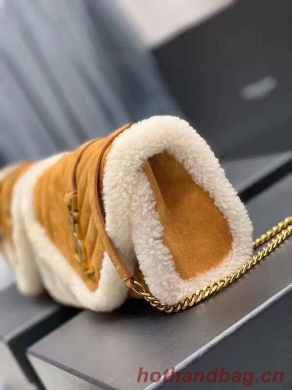 Yves Saint Laurent ENVELOPE SMALL BAG IN SUEDE AND SHEARLING 76361 brown Yves Saint Laurent ENVELOPE SMALL BAG IN SUEDE AND SHEARLING 76361 brown