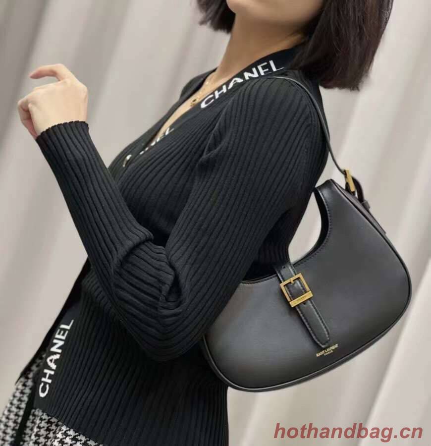 YSL LE FERMOIR HOBO BAG IN SHINY LEATHER 6726152 black YSL LE FERMOIR HOBO BAG IN SHINY LEATHER 6726152 black