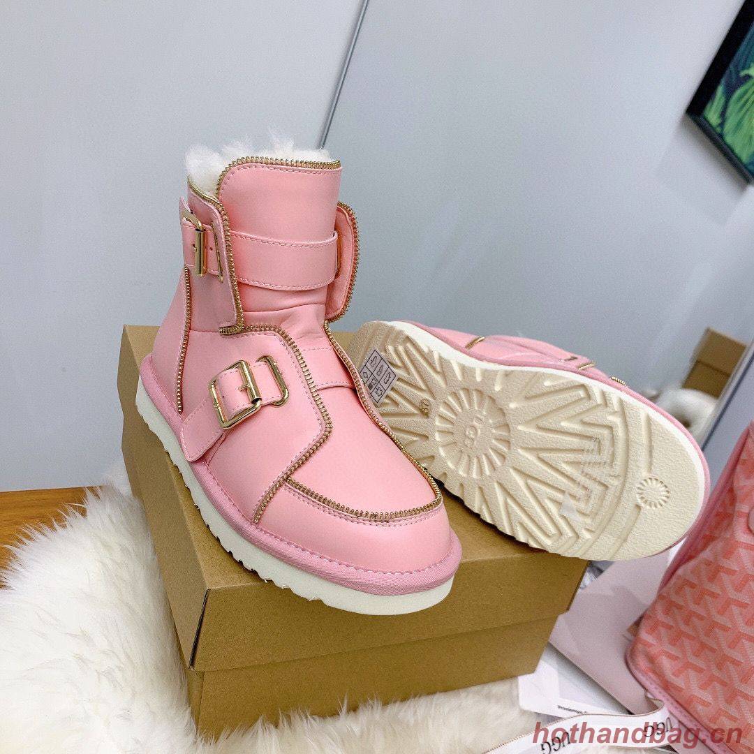 UGG Locomotive Boots Original Leather Full Wool Shoes UGG10360 Pink