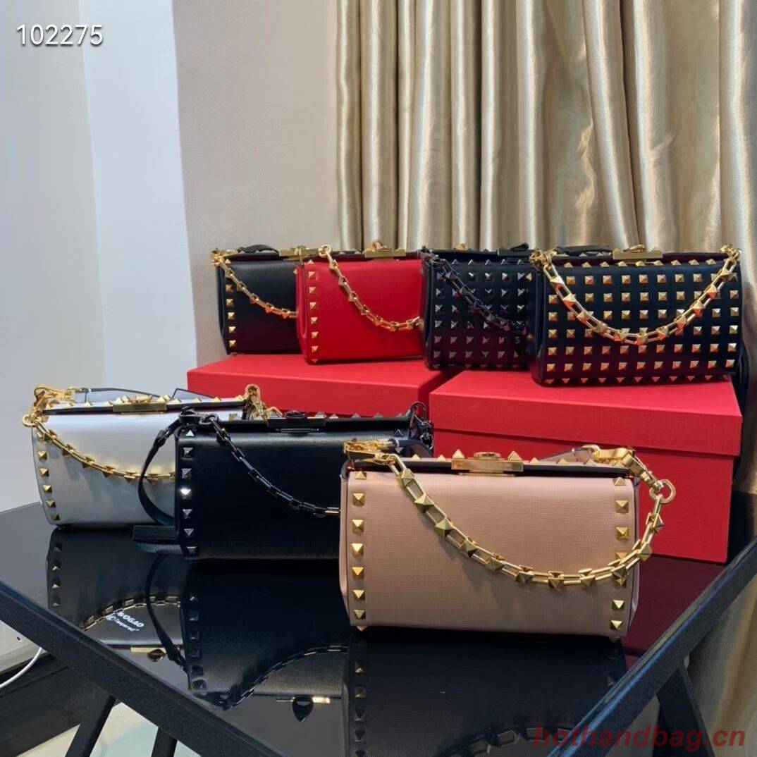 VALENTINO GARAVANI Rockstud Alcove Grain calf shoulder bag V0189 red VALENTINO GARAVANI Rockstud Alcove Grain calf shoulder bag V0189 red