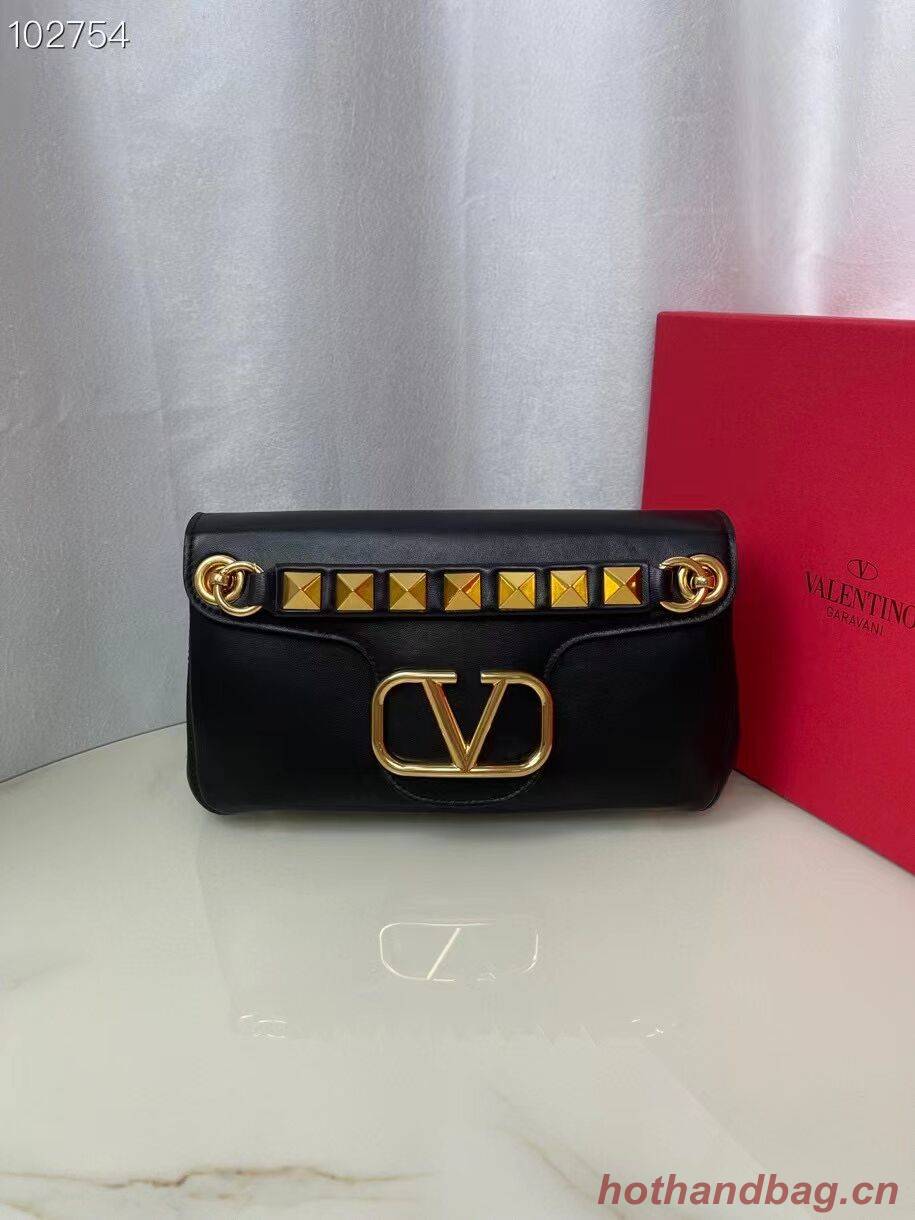 VALENTINO GARAVANI Stud Sign nappa Shoulder Bag NL098 black VALENTINO GARAVANI Stud Sign nappa Shoulder Bag NL098 black