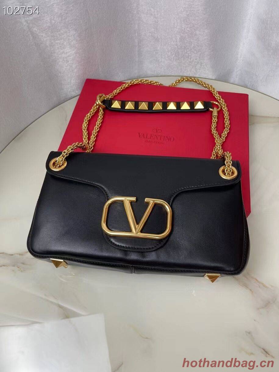 VALENTINO GARAVANI Stud Sign nappa Shoulder Bag NL098 black VALENTINO GARAVANI Stud Sign nappa Shoulder Bag NL098 black
