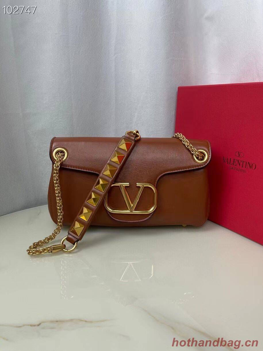 VALENTINO GARAVANI Stud Sign nappa Shoulder Bag NL098 caramel VALENTINO GARAVANI Stud Sign nappa Shoulder Bag NL098 caramel