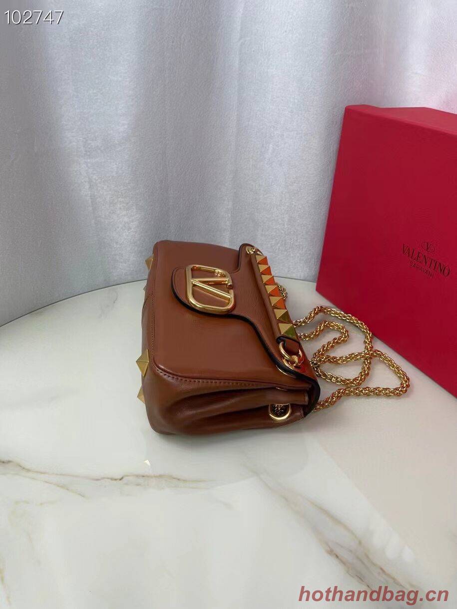 VALENTINO GARAVANI Stud Sign nappa Shoulder Bag NL098 caramel VALENTINO GARAVANI Stud Sign nappa Shoulder Bag NL098 caramel