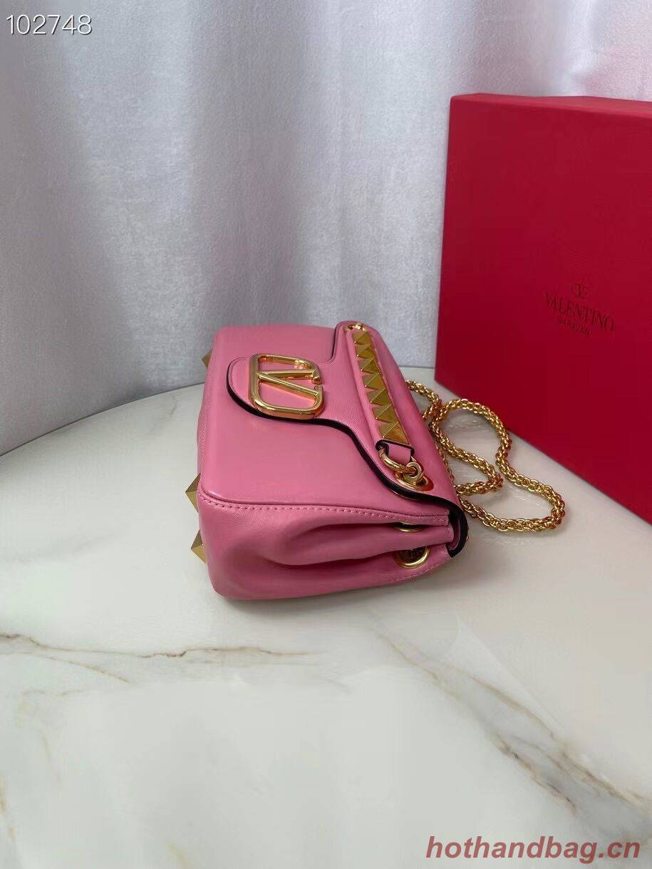 VALENTINO GARAVANI Stud Sign nappa Shoulder Bag NL098 pink VALENTINO GARAVANI Stud Sign nappa Shoulder Bag NL098 pink