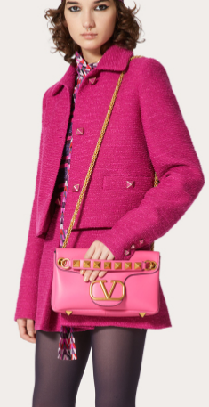 VALENTINO GARAVANI Stud Sign nappa Shoulder Bag NL098 pink VALENTINO GARAVANI Stud Sign nappa Shoulder Bag NL098 pink