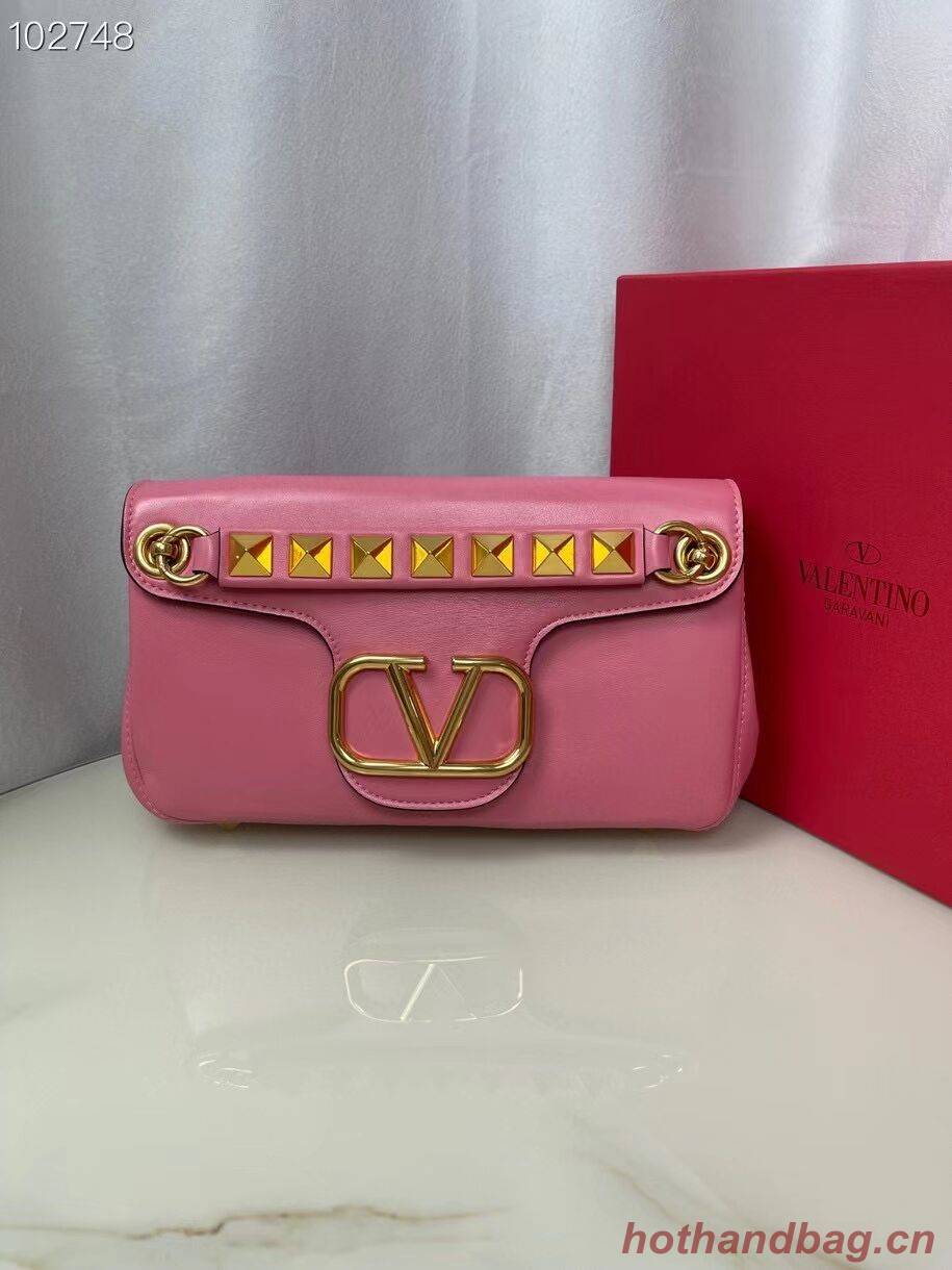 VALENTINO GARAVANI Stud Sign nappa Shoulder Bag NL098 pink VALENTINO GARAVANI Stud Sign nappa Shoulder Bag NL098 pink