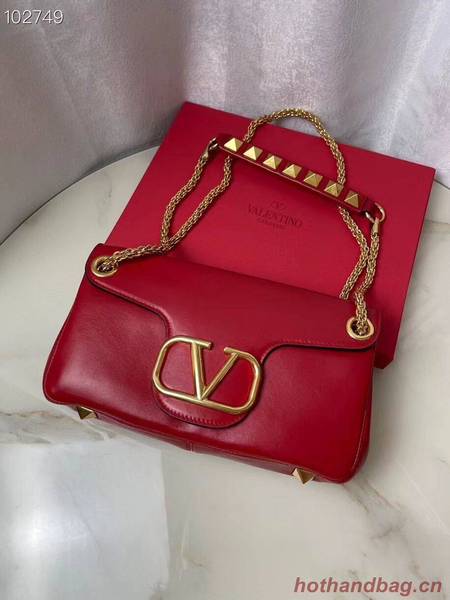 VALENTINO GARAVANI Stud Sign nappa Shoulder Bag NL098 red VALENTINO GARAVANI Stud Sign nappa Shoulder Bag NL098 red