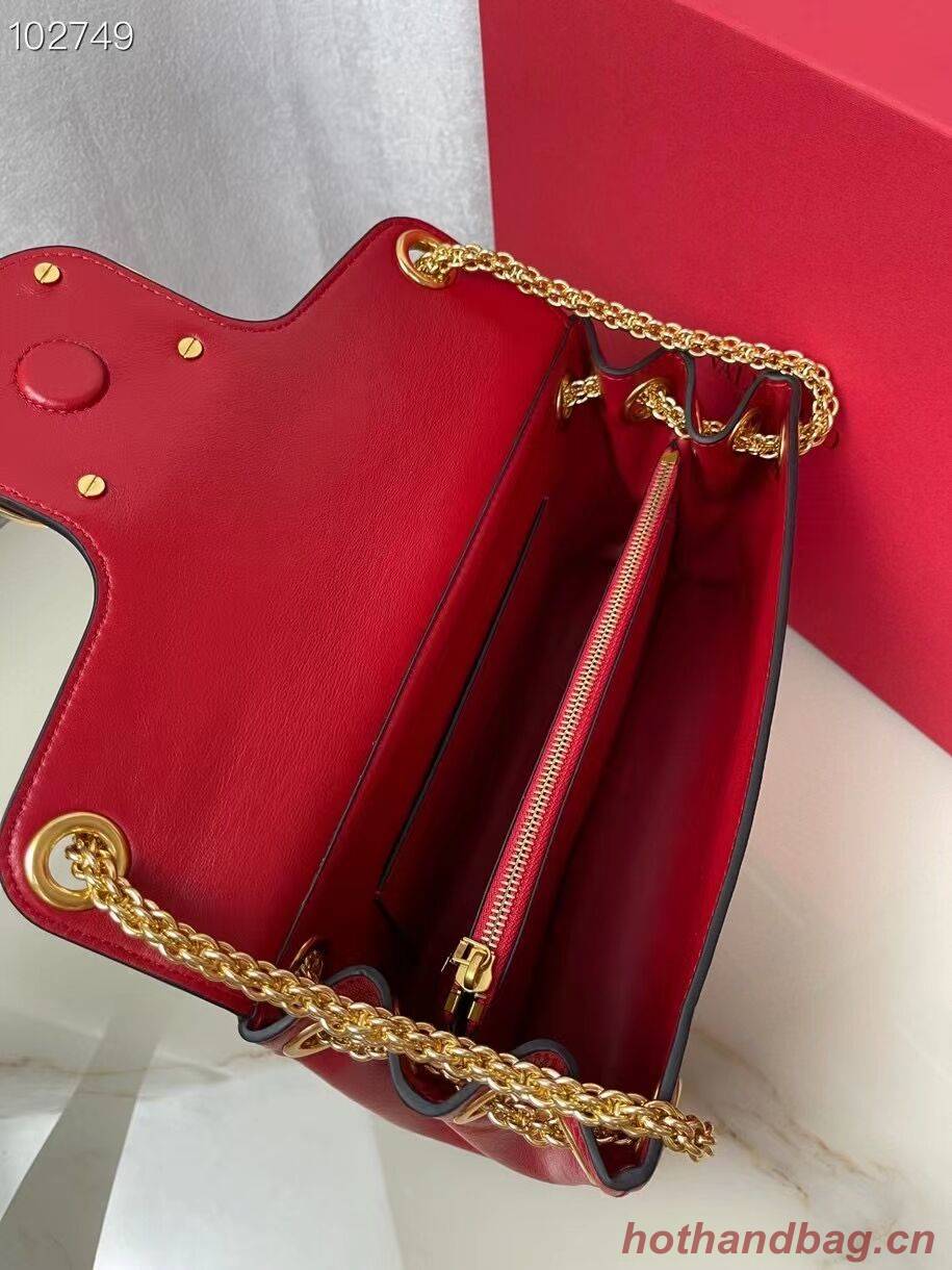 VALENTINO GARAVANI Stud Sign nappa Shoulder Bag NL098 red VALENTINO GARAVANI Stud Sign nappa Shoulder Bag NL098 red