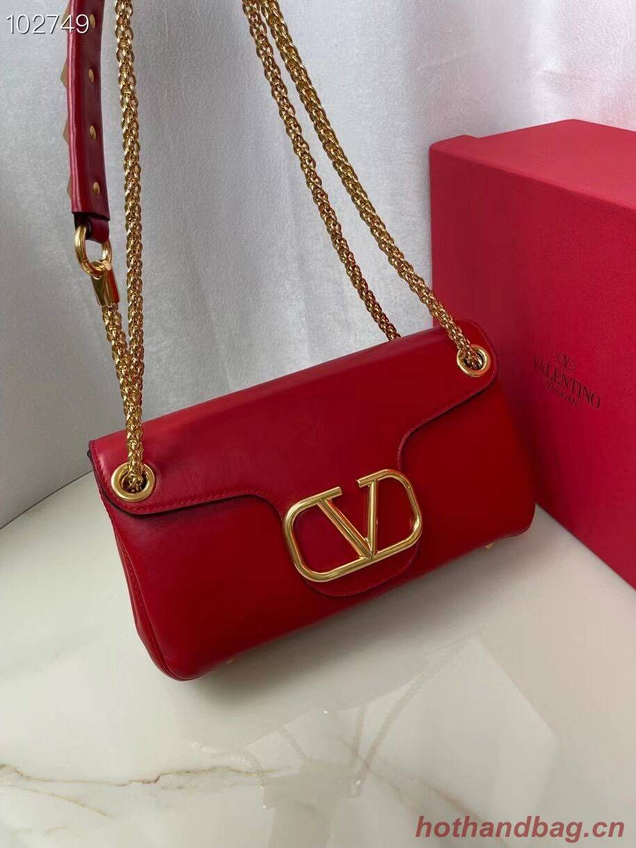 VALENTINO GARAVANI Stud Sign nappa Shoulder Bag NL098 red VALENTINO GARAVANI Stud Sign nappa Shoulder Bag NL098 red