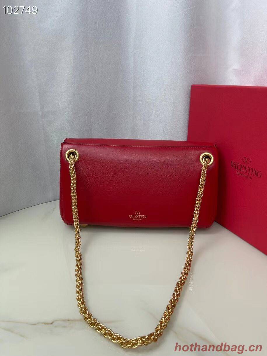 VALENTINO GARAVANI Stud Sign nappa Shoulder Bag NL098 red VALENTINO GARAVANI Stud Sign nappa Shoulder Bag NL098 red
