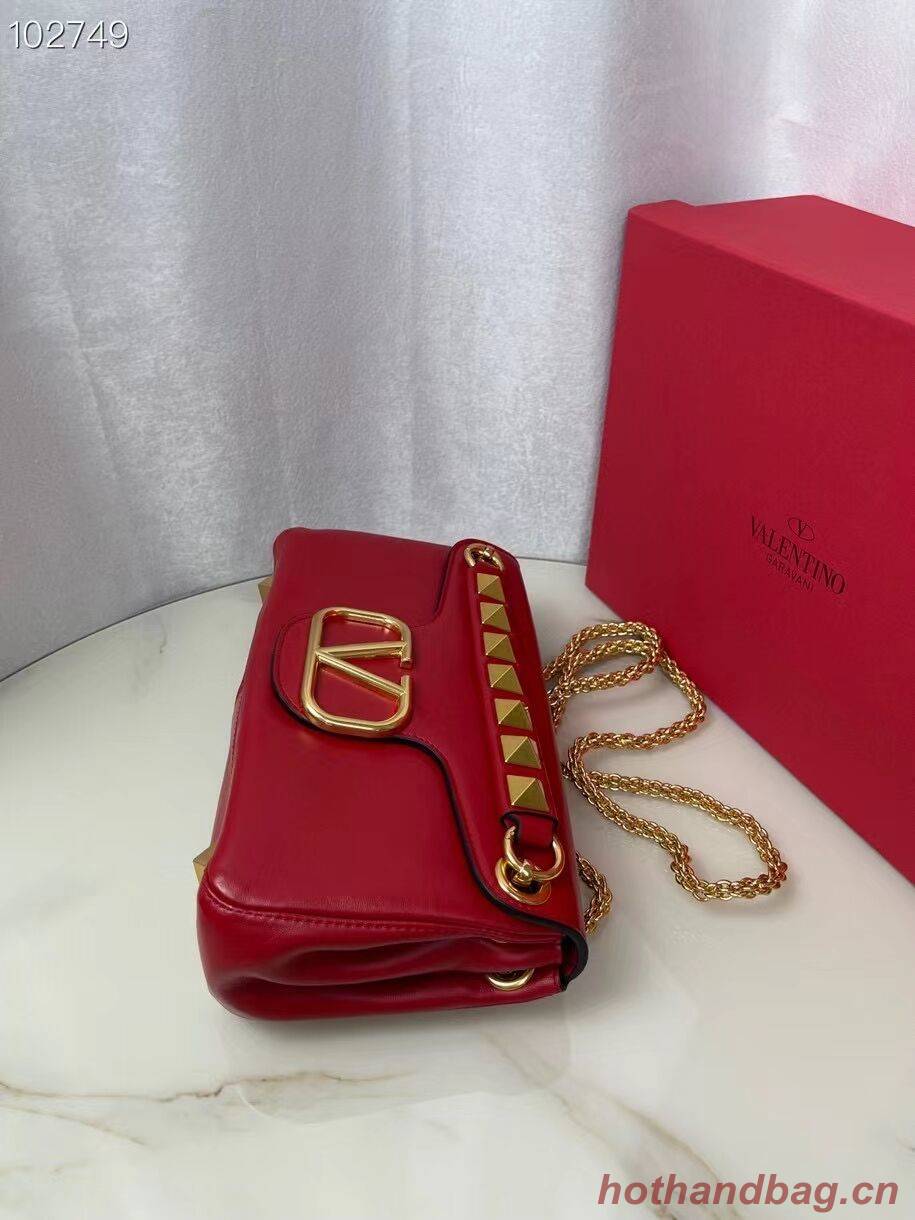 VALENTINO GARAVANI Stud Sign nappa Shoulder Bag NL098 red VALENTINO GARAVANI Stud Sign nappa Shoulder Bag NL098 red
