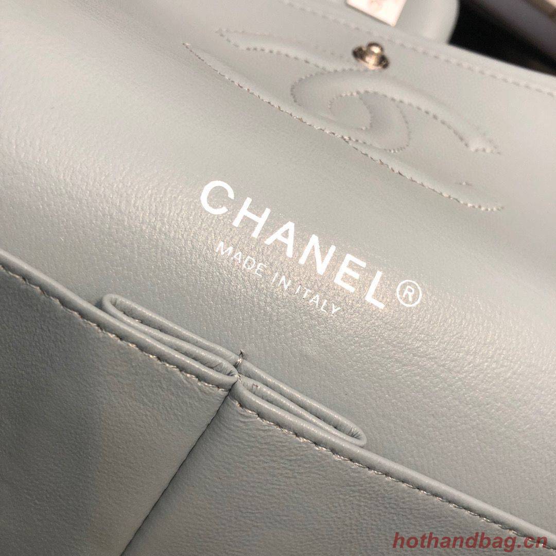 Chanel 2.55 Series Flap Bag Original Lambskin Leather 5024CF A01112 Grey Blue Silver-Tone Chanel 2.55 Series Flap Bag Original Lambskin Leather 5024CF A01112 Grey Blue Silver-Tone