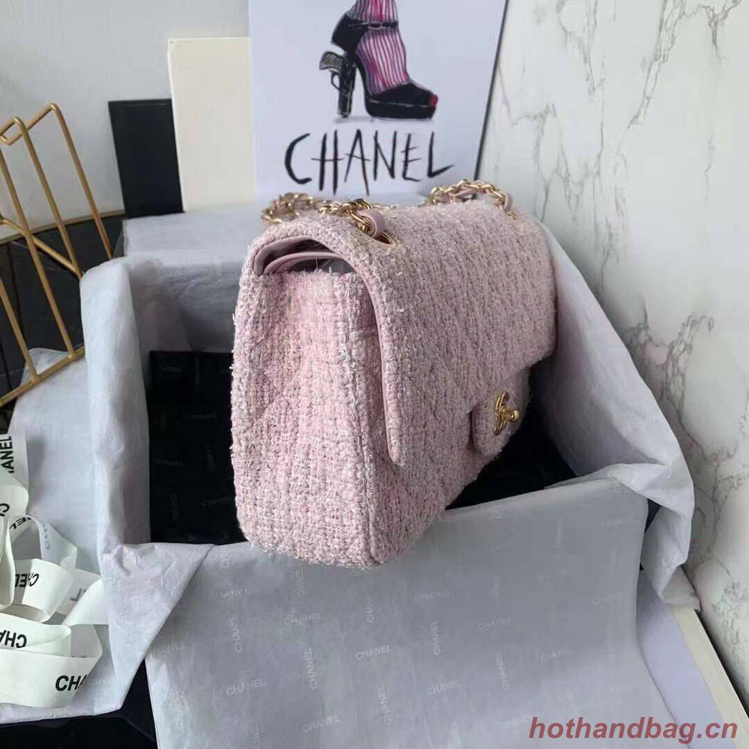 CHANEL MEDIUM Flap Bag Tweed Braided Calfskin & Gold-Tone Metal 1112 pink CHANEL MEDIUM Flap Bag Tweed Braided Calfskin & Gold-Tone Metal 1112 pink