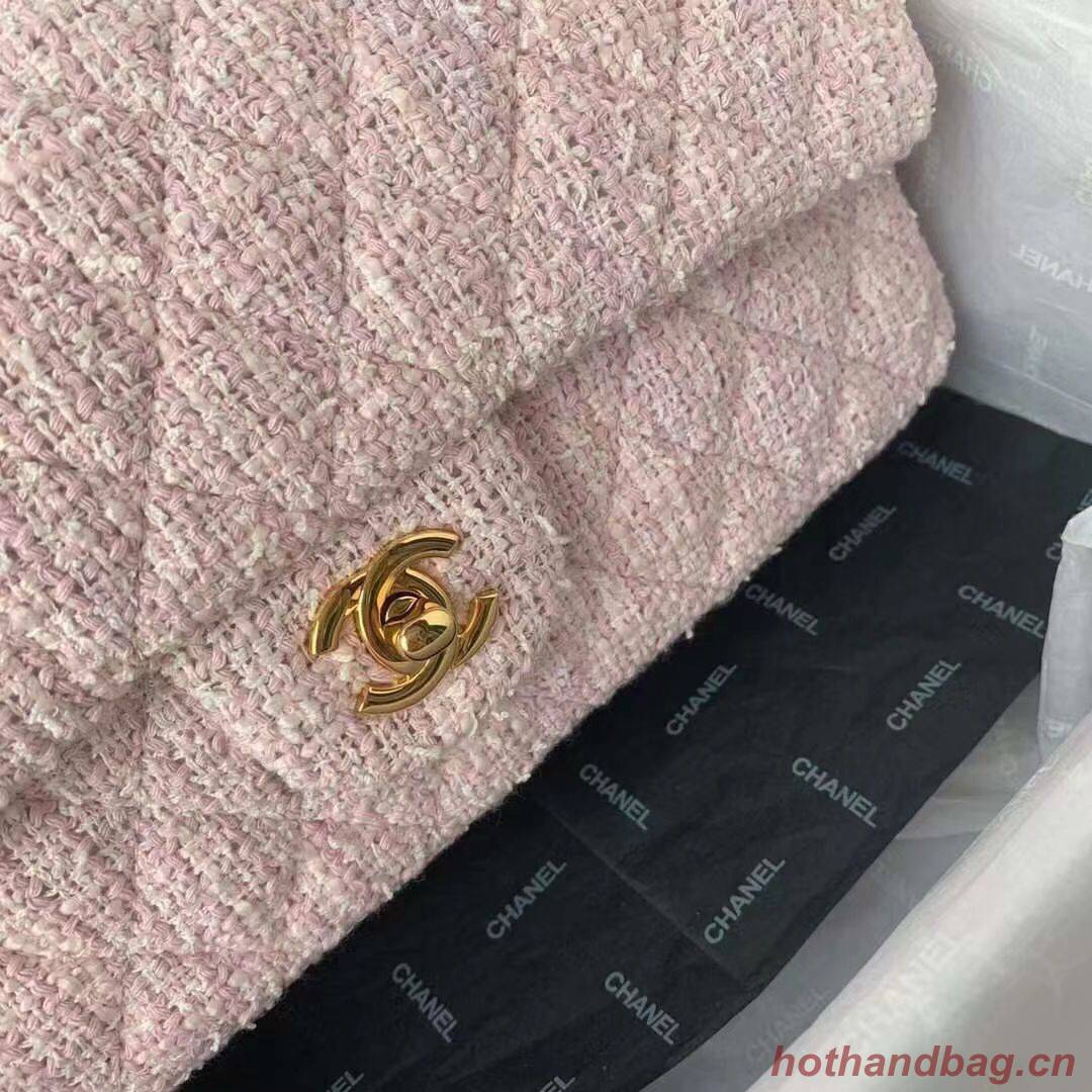 CHANEL MEDIUM Flap Bag Tweed Braided Calfskin & Gold-Tone Metal 1112 pink CHANEL MEDIUM Flap Bag Tweed Braided Calfskin & Gold-Tone Metal 1112 pink
